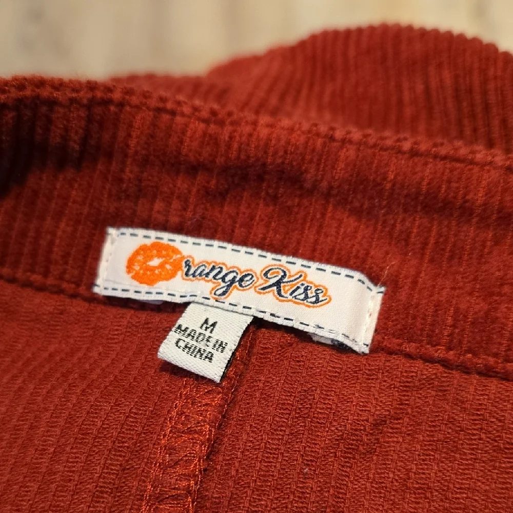 Orange Kiss Rust Corduroy Skirt - Picture 6 of 6